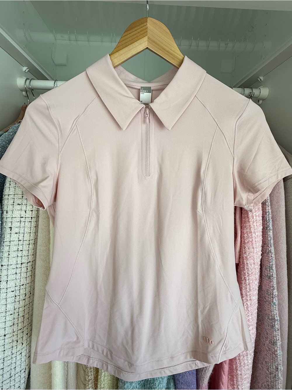 Light Pink Short-Sleeve Zip Polo
